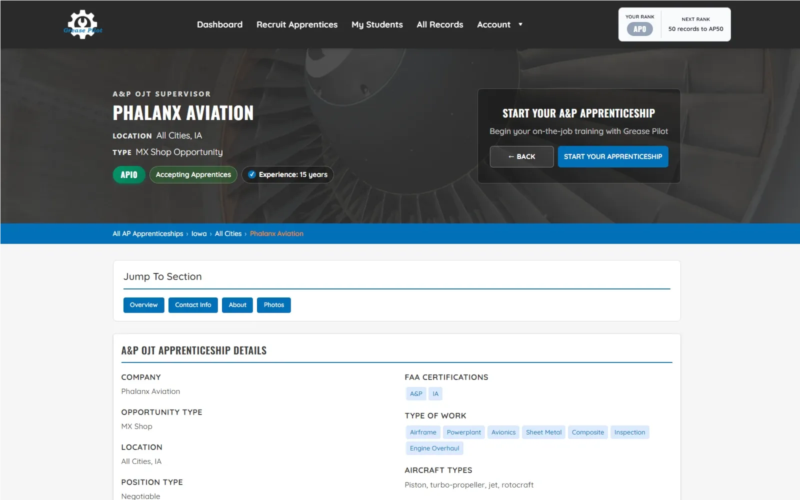 Create your free A&P supervisor listing on Grease Pilot