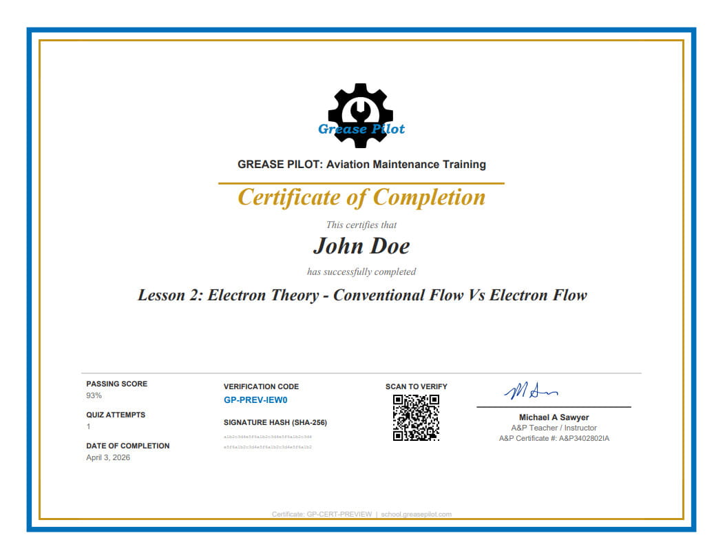 Grease Pilot A&P certificate example